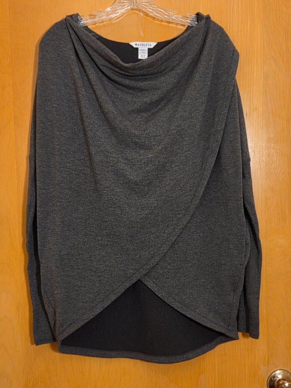 ATHLETA Purana Wrap Womens XS/S Charcoal Gray Oversized Sweatshirt Hoodie Flowy - Picture 3 of 12